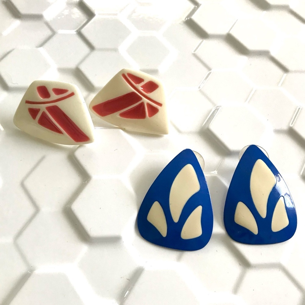 Vintage 1980’s abstract geometric earrings set